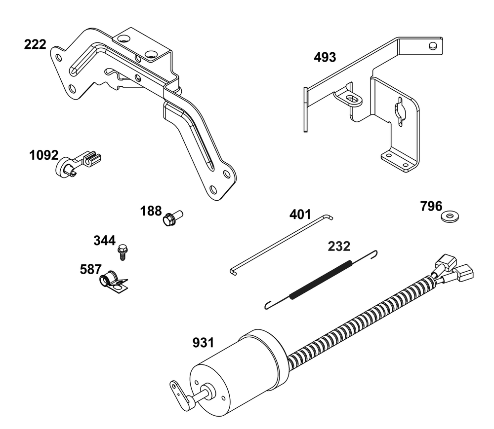 Controls Group Diagram and Parts List for 613377-0001-E1  Briggs and Stratton Engine